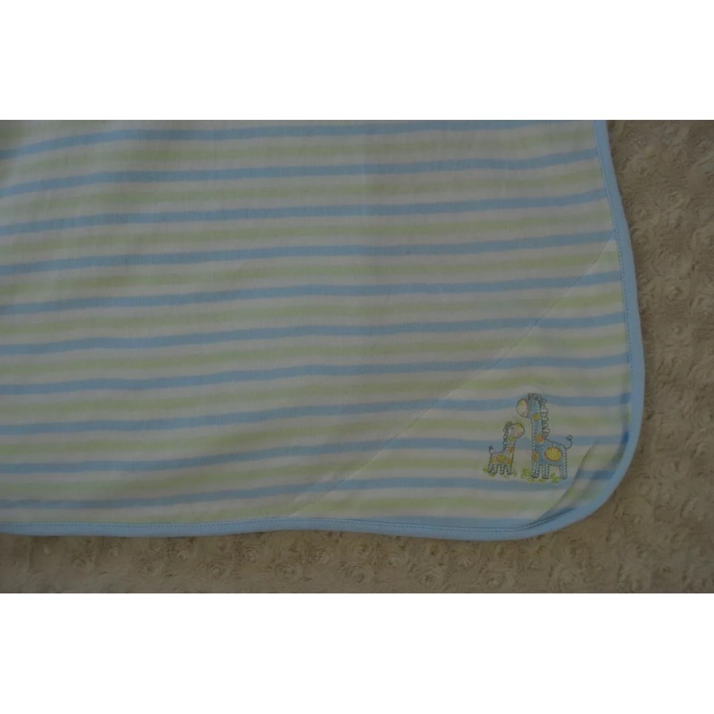 Little Me Giraffe Baby Blanket Blue Green White Stripes Security Lovey